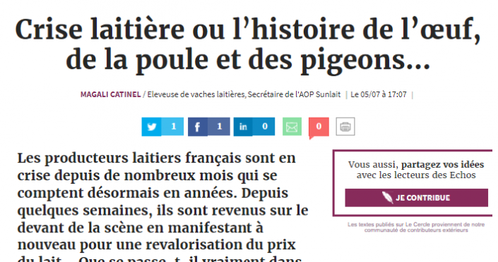 Crise laitière ou l’histoire de l’œuf, de la poule et des pigeons …