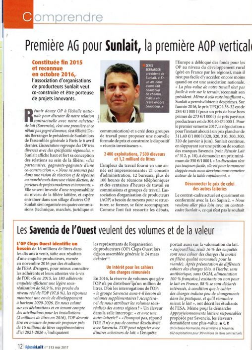 Première AG pour Sunlait