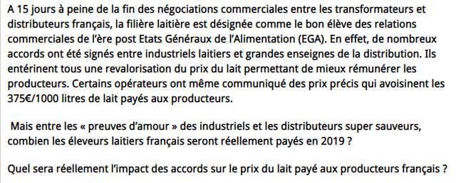 Combien le lait sera-t-il (réellement) payé aux producteurs français en 2019 ?